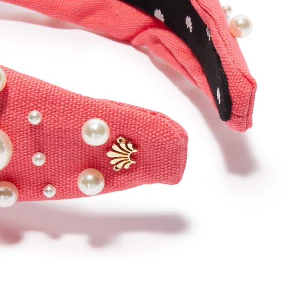 Lele sadoughi Oversized Pearl Woven Knotted Headband NWT Spritz Pink Coral main image 5